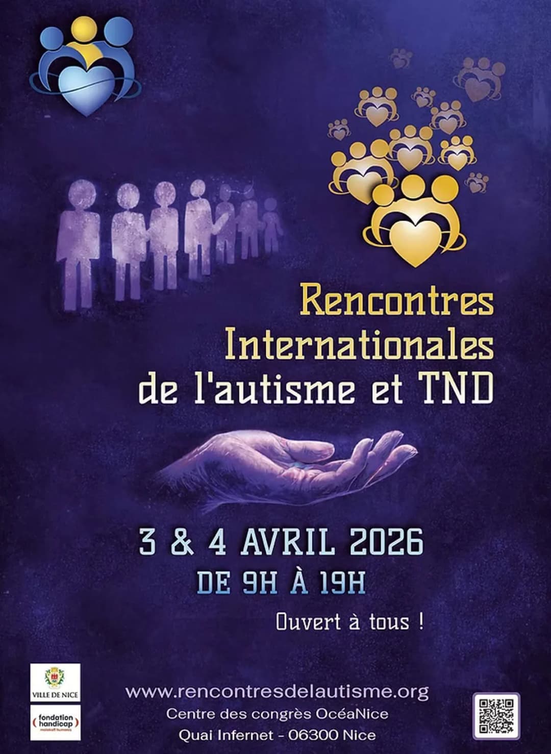 Affiche RIAU 2026 - Rencontres Internationales de l'Autisme et TND - 3 et 4 avril 2026 à Nice