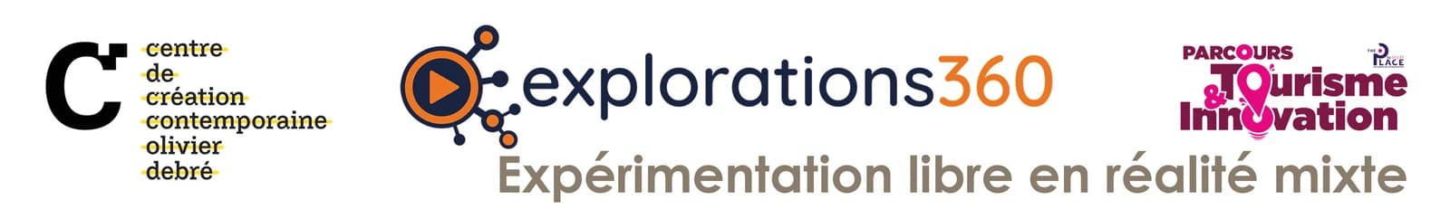 Logos des partenaires : CCC OD, Explorations360, Parcours Tourisme & Innovation (The Place)