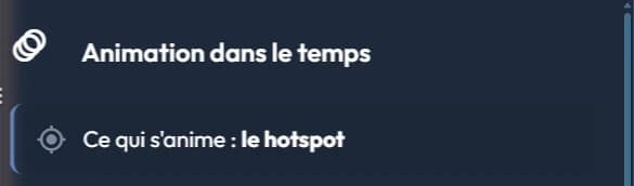 La ligne « Ce qui s'anime : le hotspot » en tête du panneau d'animation