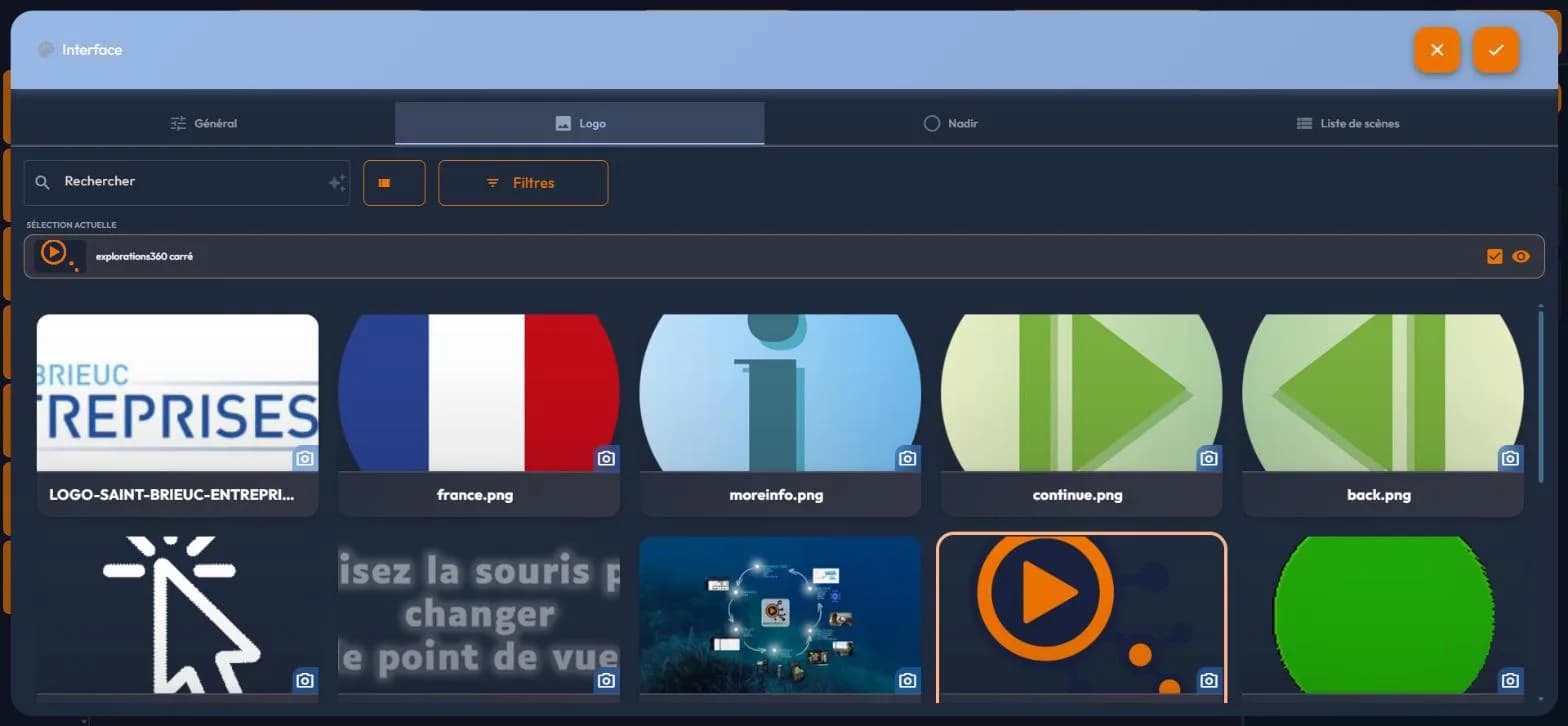 Logo tab of the Interface box: selecting the logo from the library