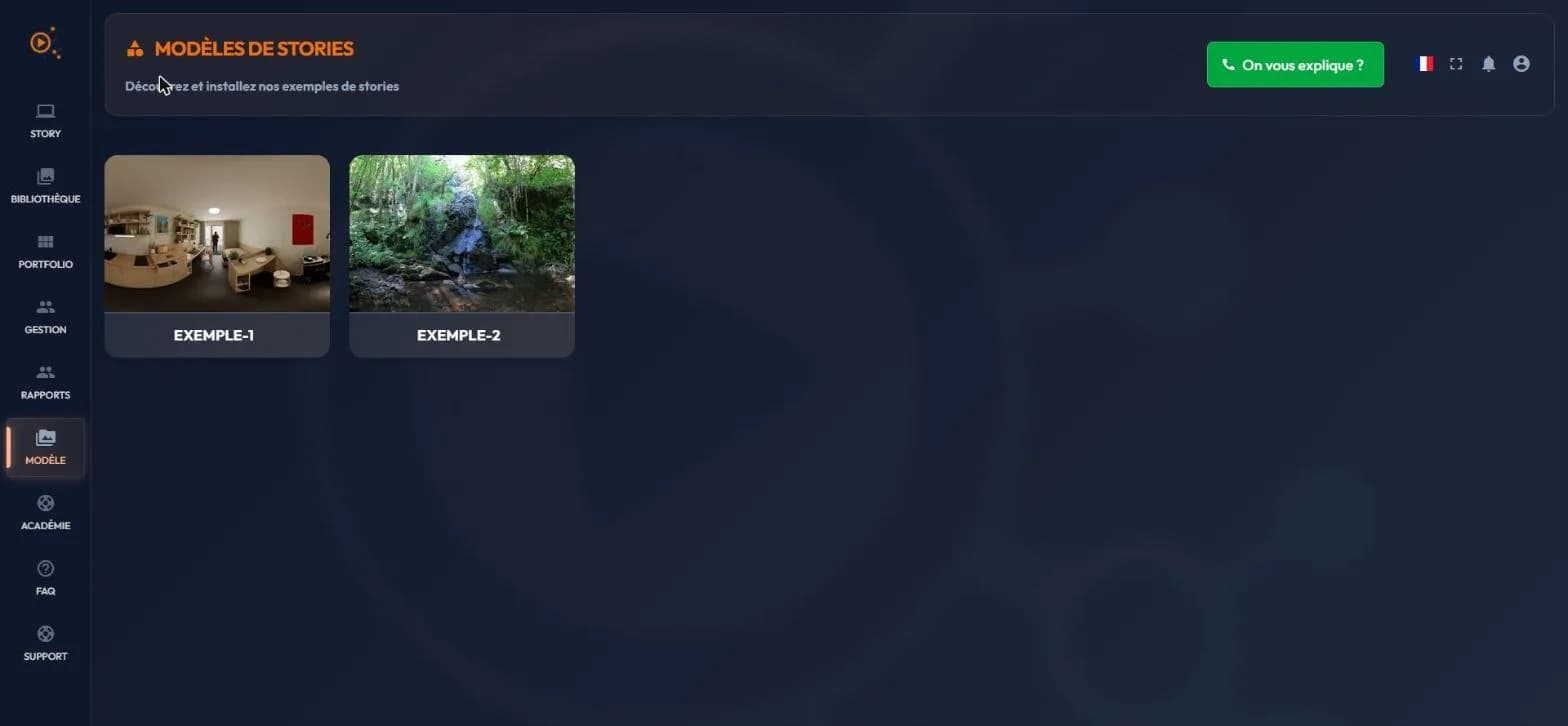 easystory360 story templates page: two sample stories offered for installation