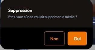 Seconde confirmation de suppression d'un média dans easystory360, avec les boutons Non et Oui
