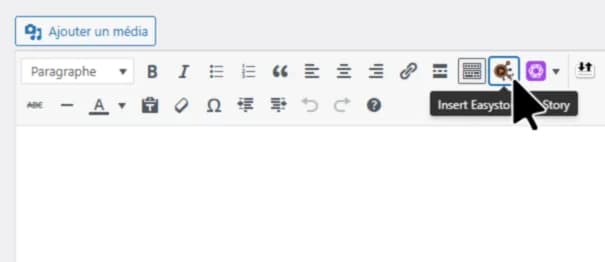 Bouton Easystory360 dans l'éditeur TinyMCE