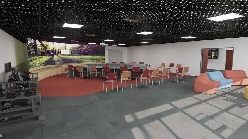 Réunion dans la salle immersive